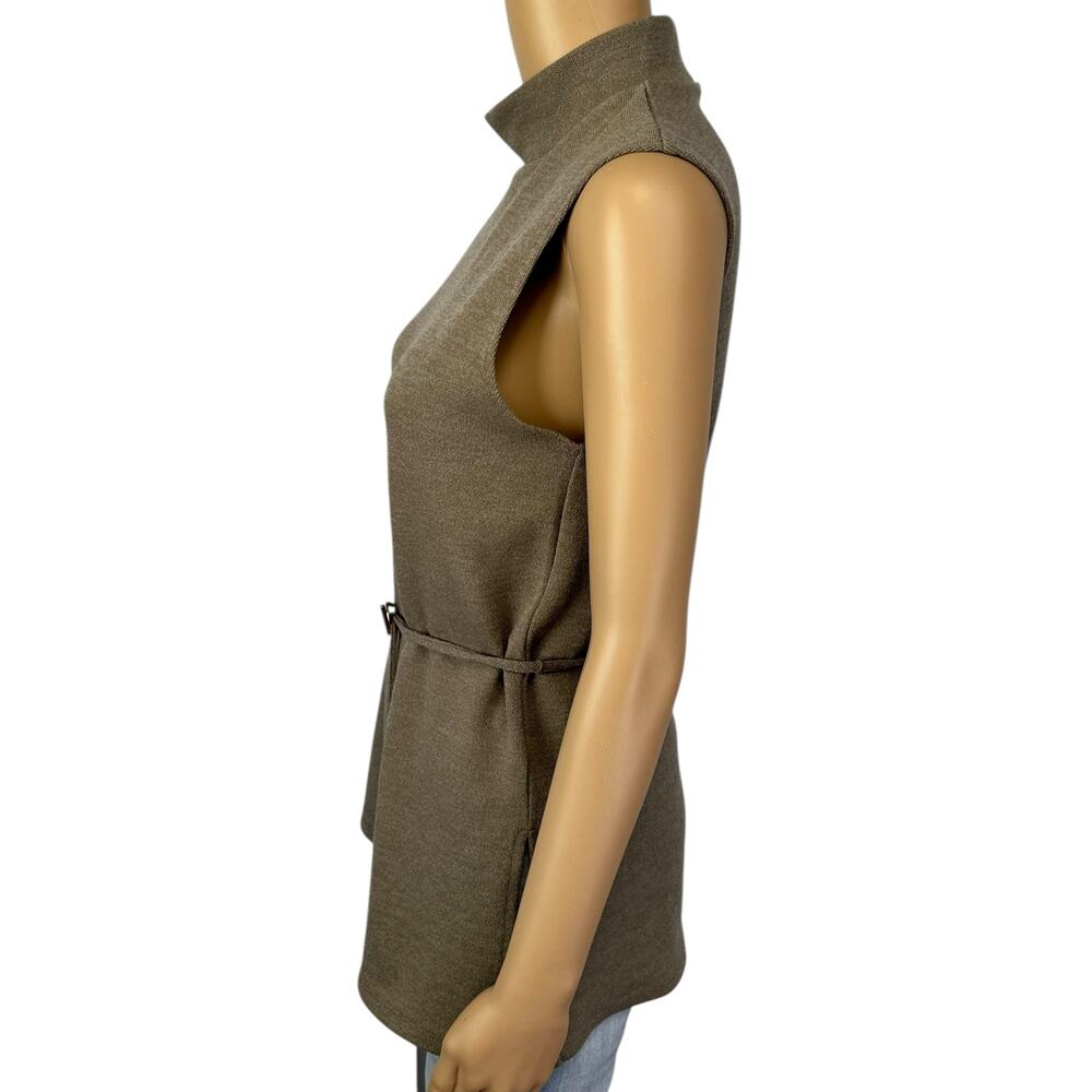 Zara Soft Pique High Neck Top Tan Taupe Sleeveless Size S - Picture 9 of 15